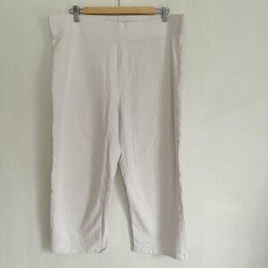 Marks & Spencer Collection Woman White Pull On Cropped High Rise Pants Size 18